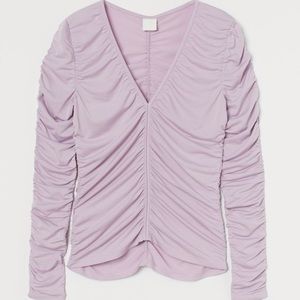 H&M lilac v neck gathered top